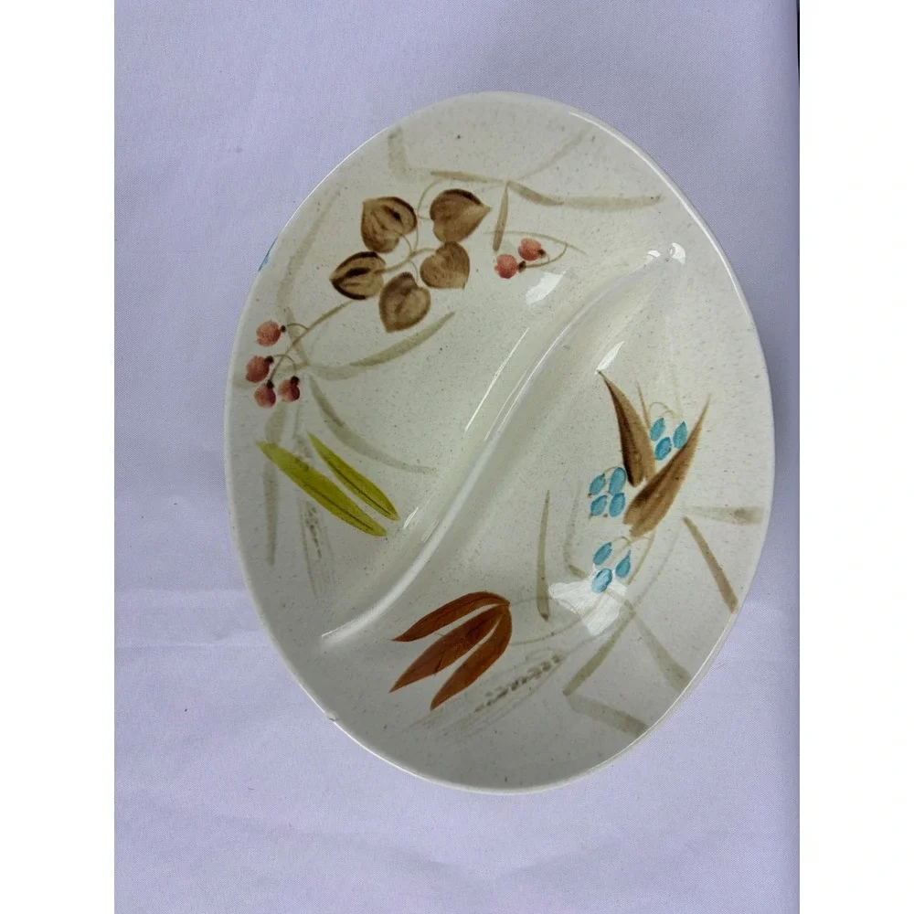 Red‎ Wing Pottery Random Harvest Divided Vegetable Bowl 237 Hand Painted MCM